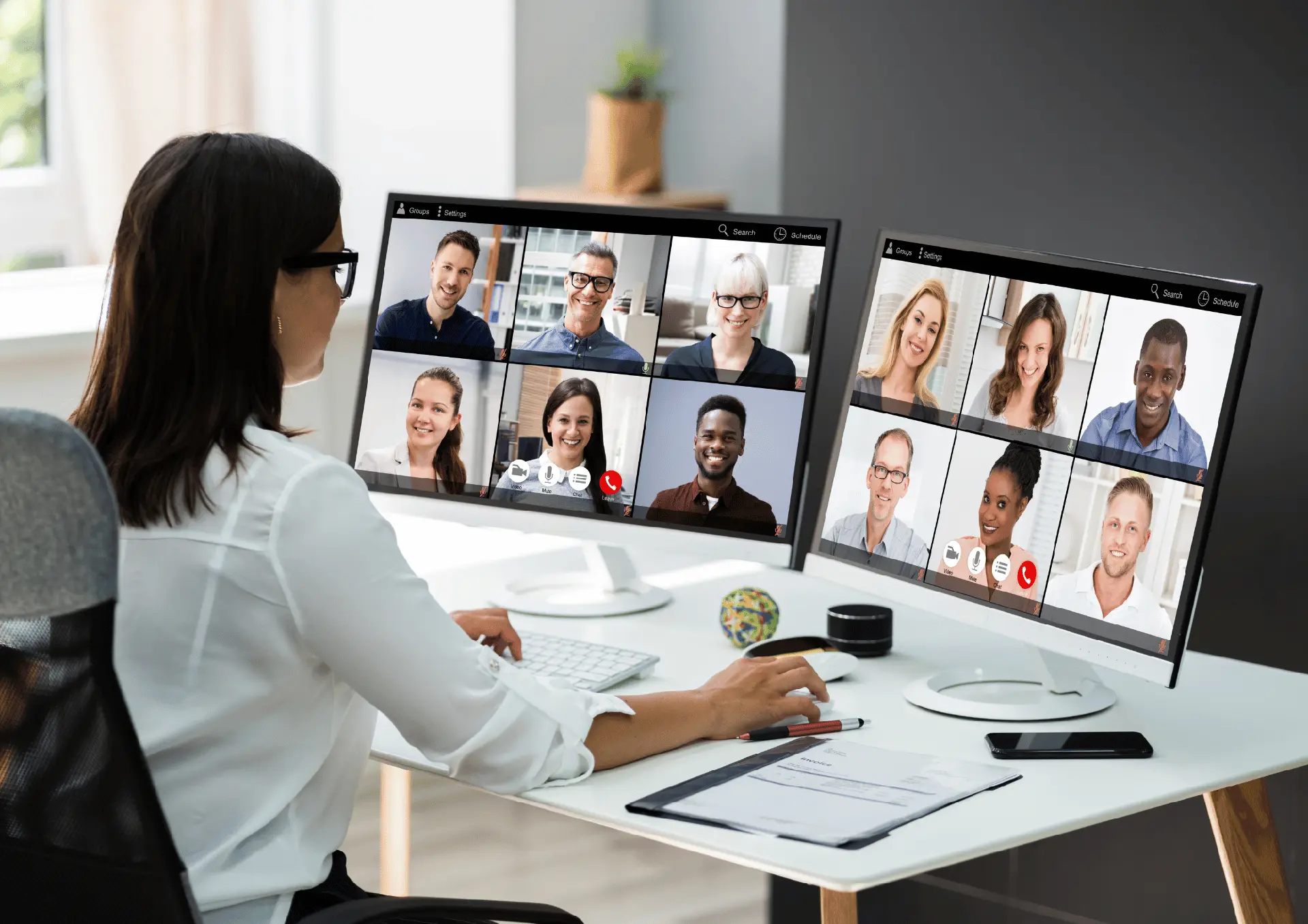 Women having video meeting